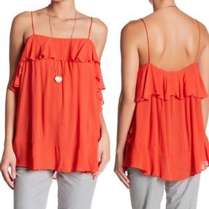 🔥SALE🔥 NWT Free People Orange Ruffle Tank